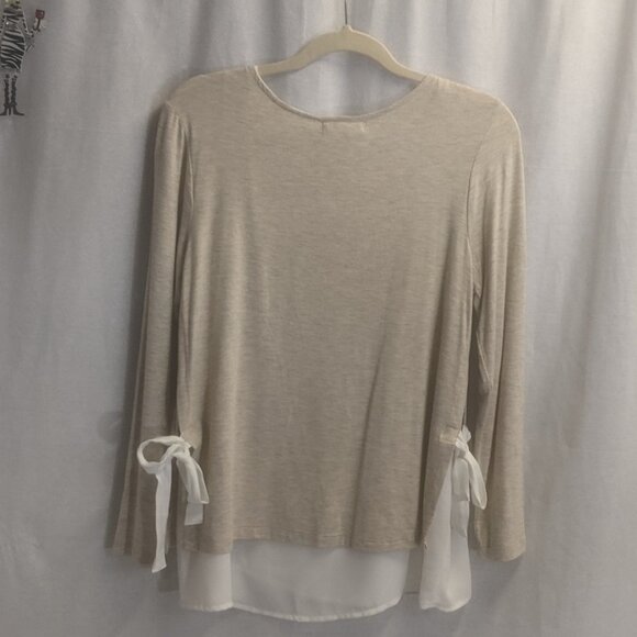 NWT Anthropologie's Pebble and Stone Size Small Tan and White Top - Picture 2 of 11